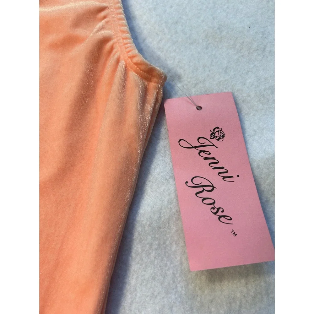 Jenni Rose Girls Peach Velvet Leotard Sleeveless Dance Gymnastics 14-16